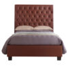 Windsor Bed Frame With Tall Headboard Faux Leather Brown