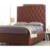 Windsor Bed Frame With Tall Headboard Faux Leather Brown 4