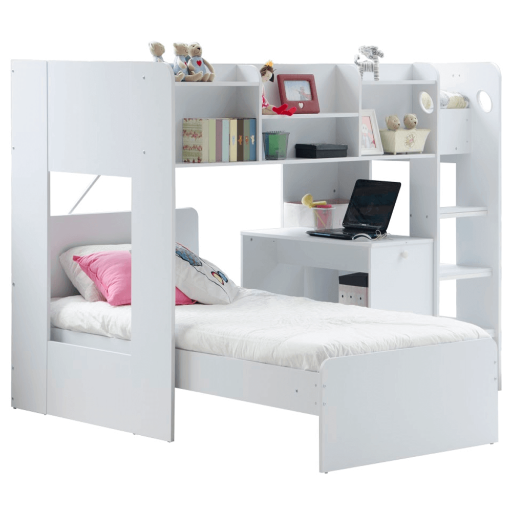 Wizard Bunk Bed With Storage Shelves White 2