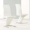 Z Shaped Dining Chairs White Faux Leather 2