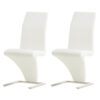Z Shaped Dining Chairs White Faux Leather 1
