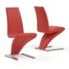 Z Shaped Dining Chairs Red Faux Leather 2