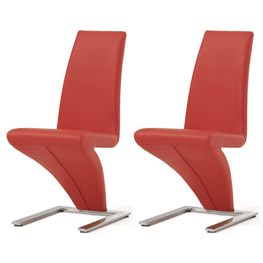 Z Shaped Dining Chairs Red Faux Leather
