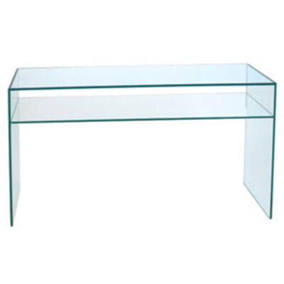 Demure Console Table Tempered Glass With Shelf