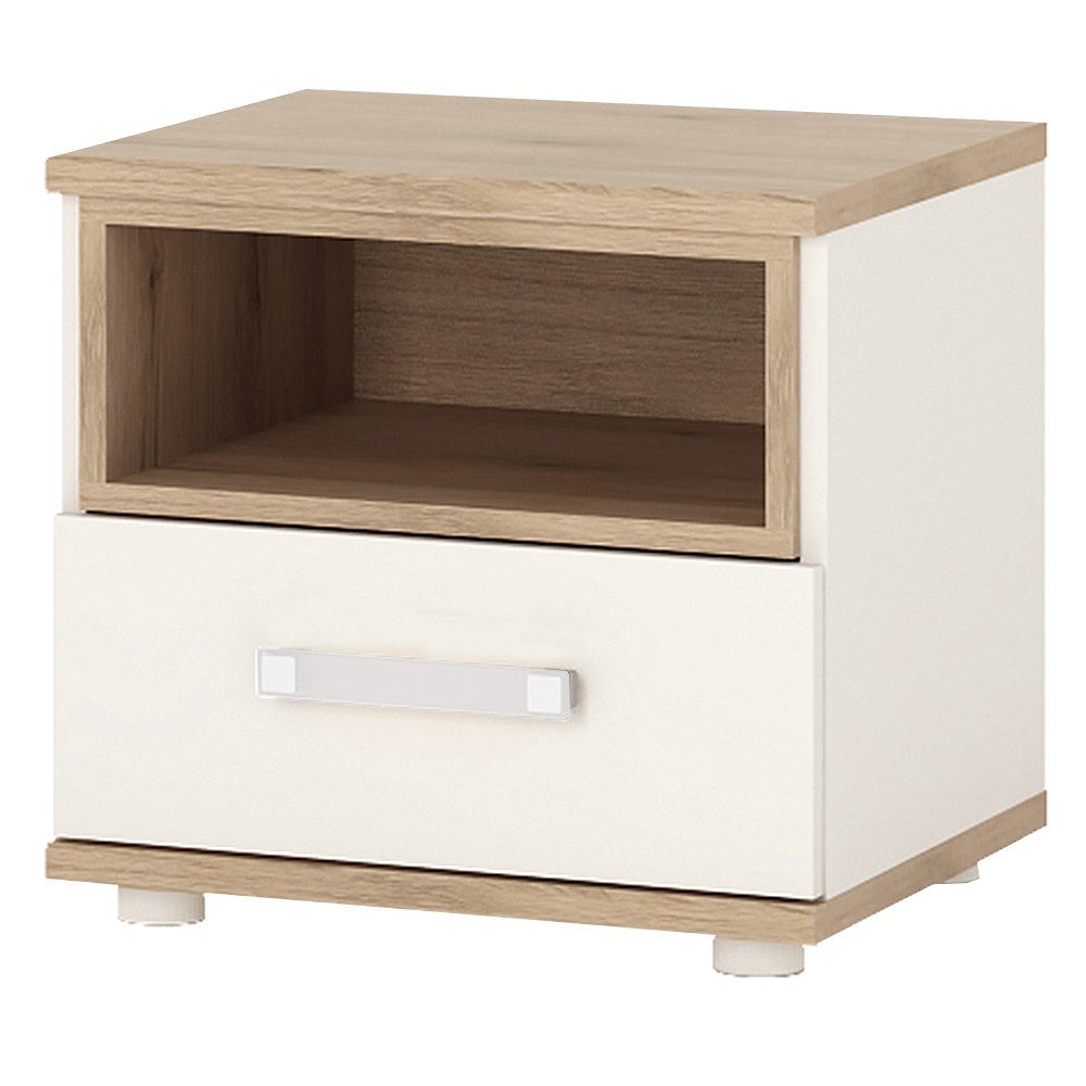 iKids Kids White & Oak Bedside with Coloured Handle FADS