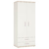 iKids 2 Door 2 Drawer Wardrobe 81cm White with Lilac Coloured Handles