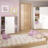 iKids Sliding Door Shelved Cabinet with Lilac Coloured Handles 2