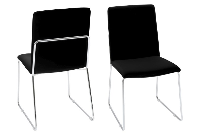 Kitos Black Dining Chairs Faux Leather & Chrome Dining Chairs FADS