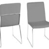 Kitos Light Grey Dining Chairs Faux Leather & Chrome 1