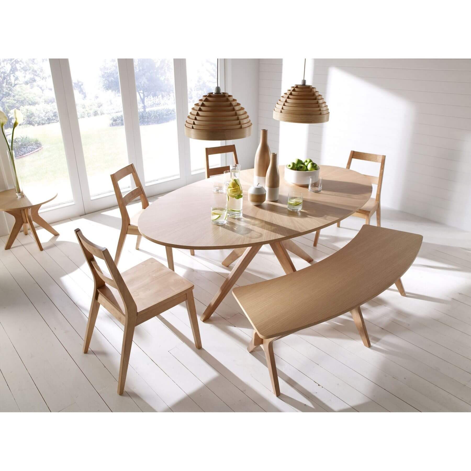 Malmo Oak Oval Dining Set with Seating