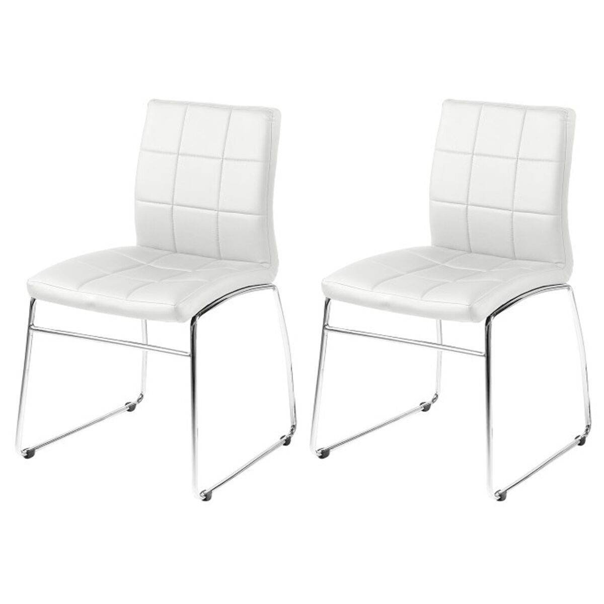 Milla White Faux Leather Dining Chairs (Pair) Dining Chairs FADS