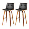 Prime Bar Stool Black Faux Leather Buttoned Back