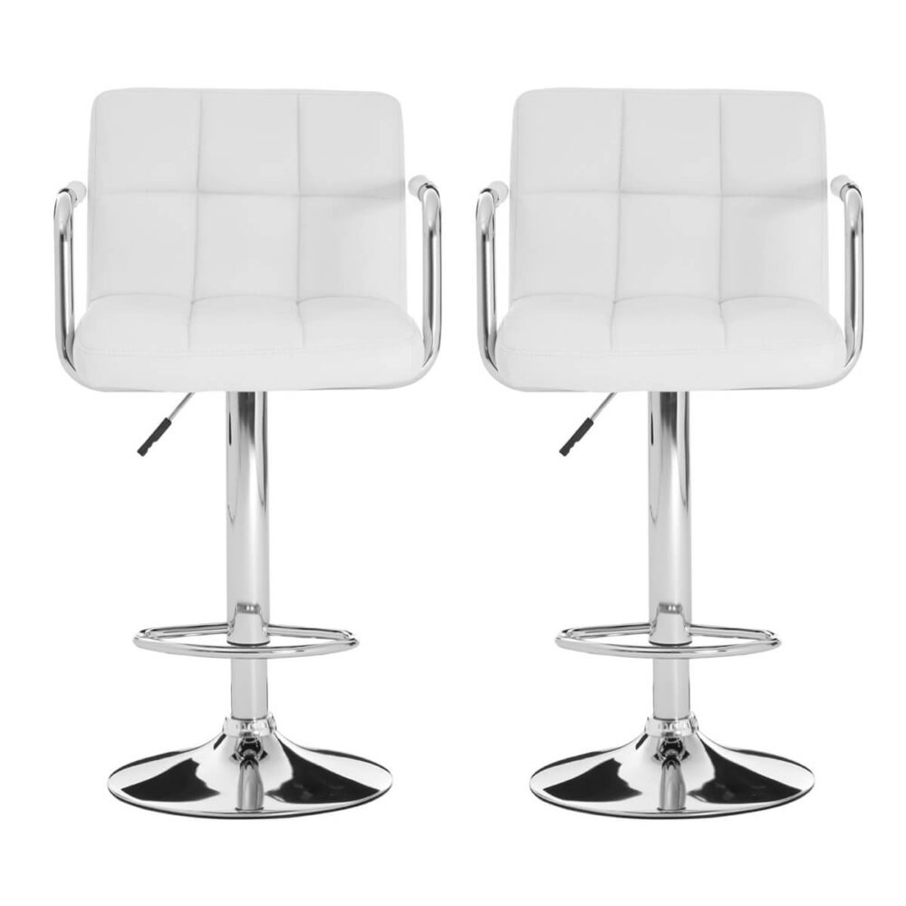Stars Bar Stools White Faux Leather