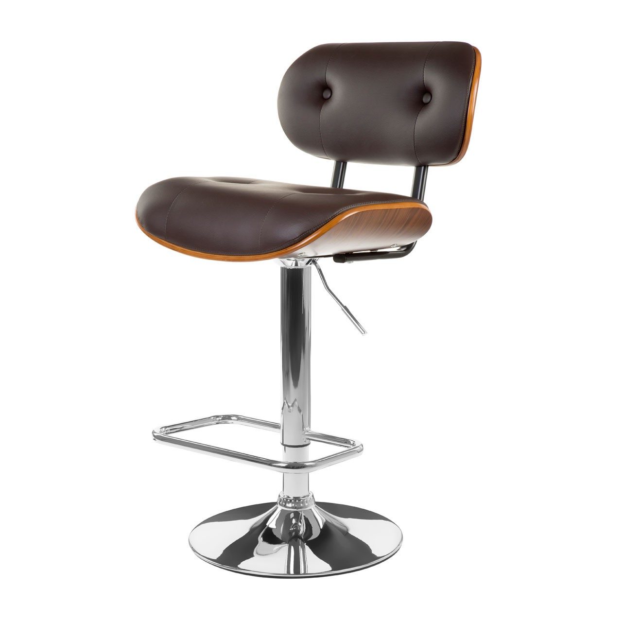 Thunder Brown Faux Leather Bar Stool With Bentwood Fads