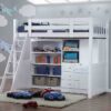 Willow White High Sleeper With Bookcase And Wardrobe