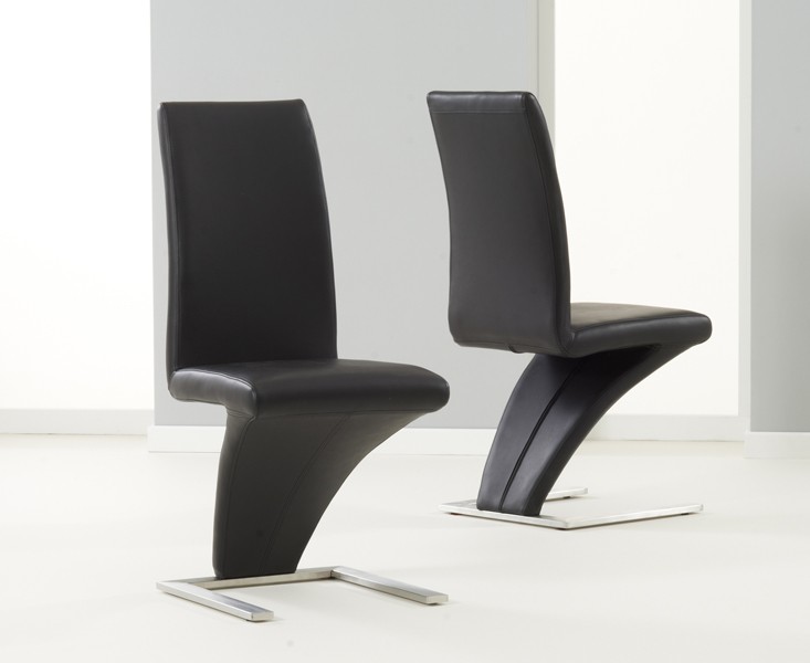 Black Z Shaped Dining Chairs Faux Leather | Dining Chairs | FADS