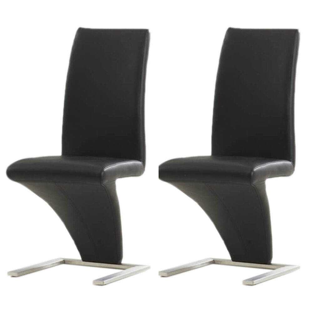 Z Shaped Dining Chairs Black Faux Leather