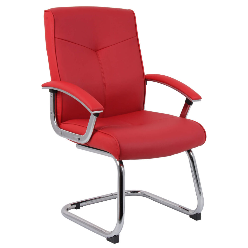 Cannes contemporary office chair red leather 2