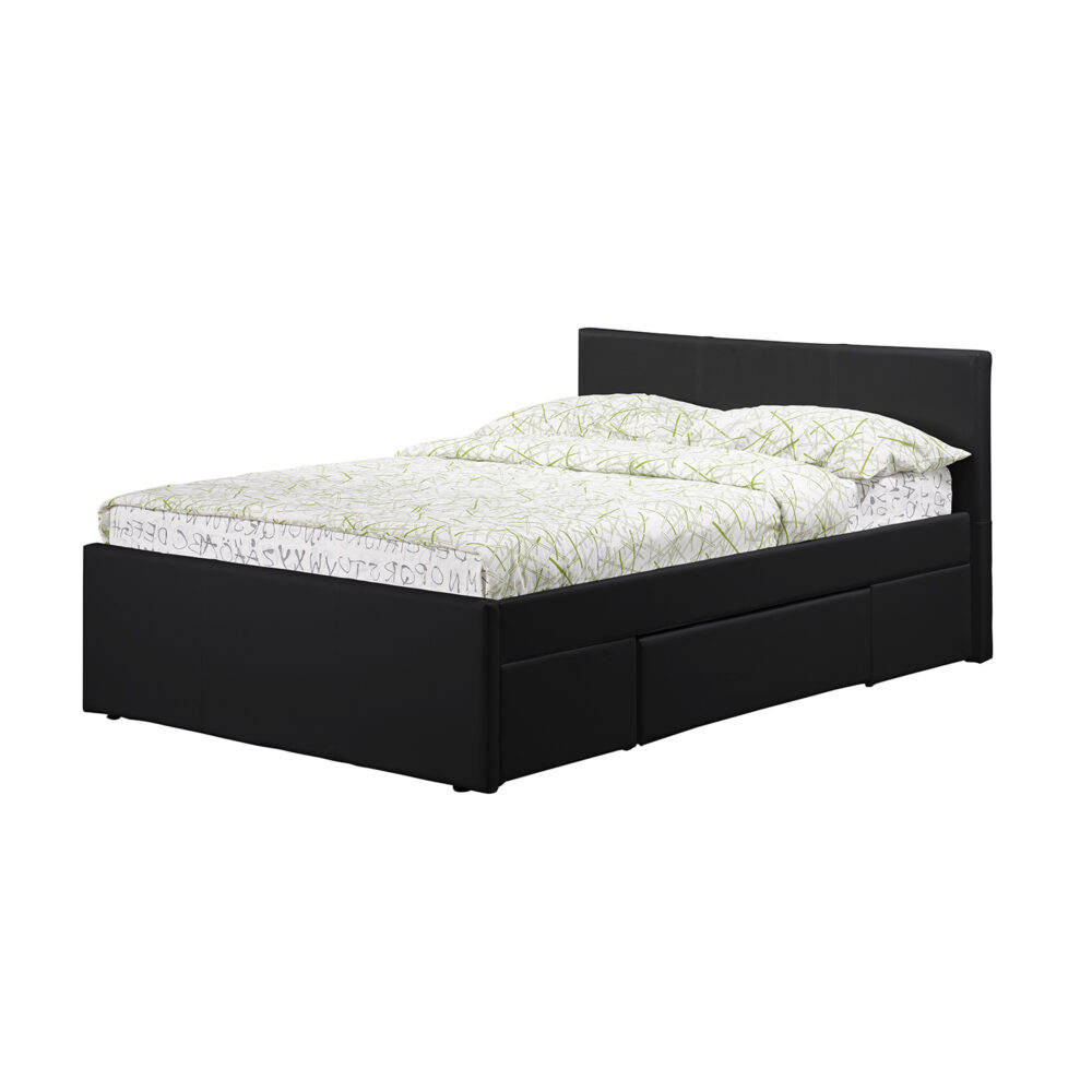 Faith Faux Leather Drawer Bed Black 1