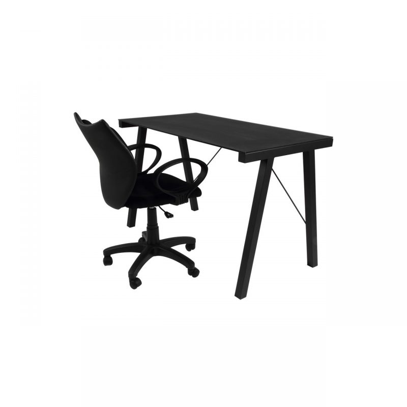 Neptune Black Glass Desk and Metal Modern Home Office FADS