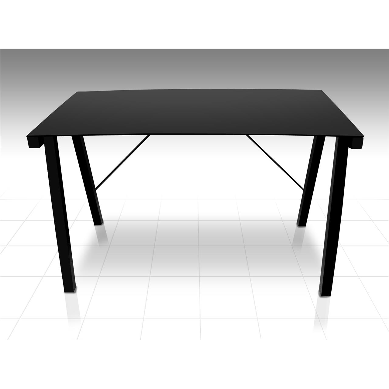 Neptune Black Glass Desk and Metal Modern Home Office FADS