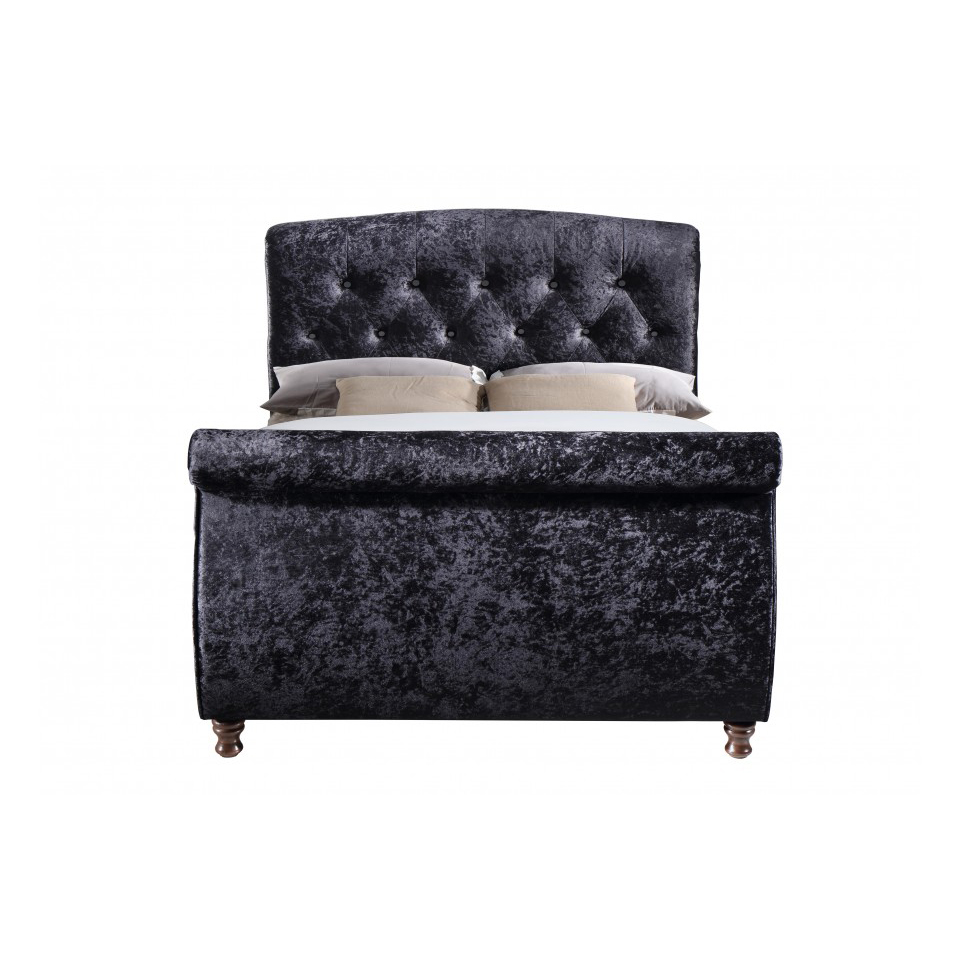 Toulouse Crushed Velvet Sleigh Bed Bedroom Fabric Beds FADS