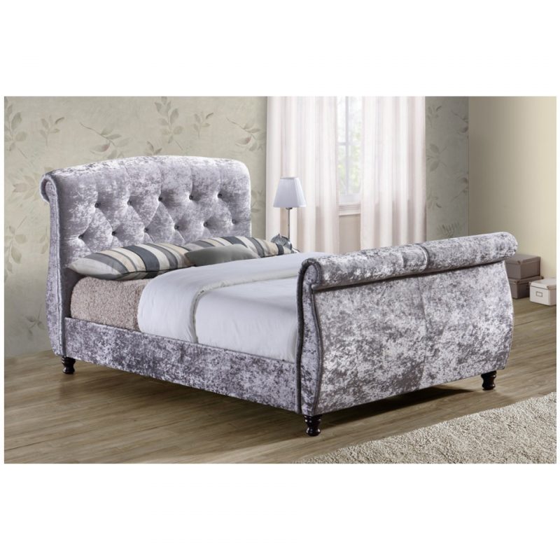 Gabriella Diamante Headboard Bed Frame in Grey Velvet FADS