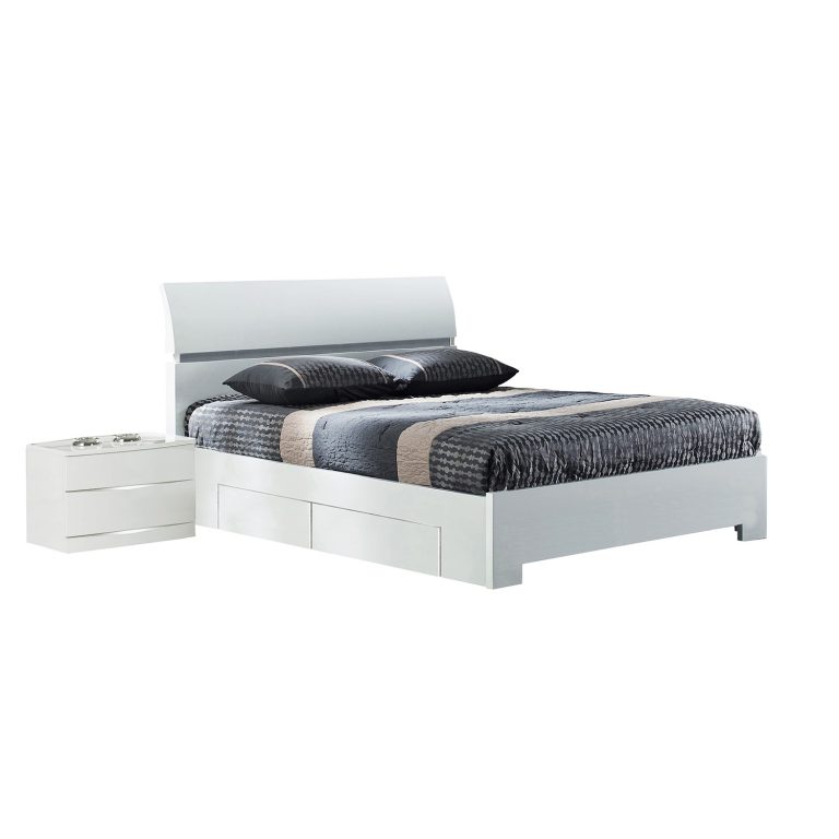 Sydney White High Gloss Bed with Drawers Gloss Beds FADS