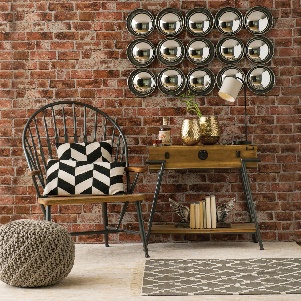 Industrial style on sale entry table