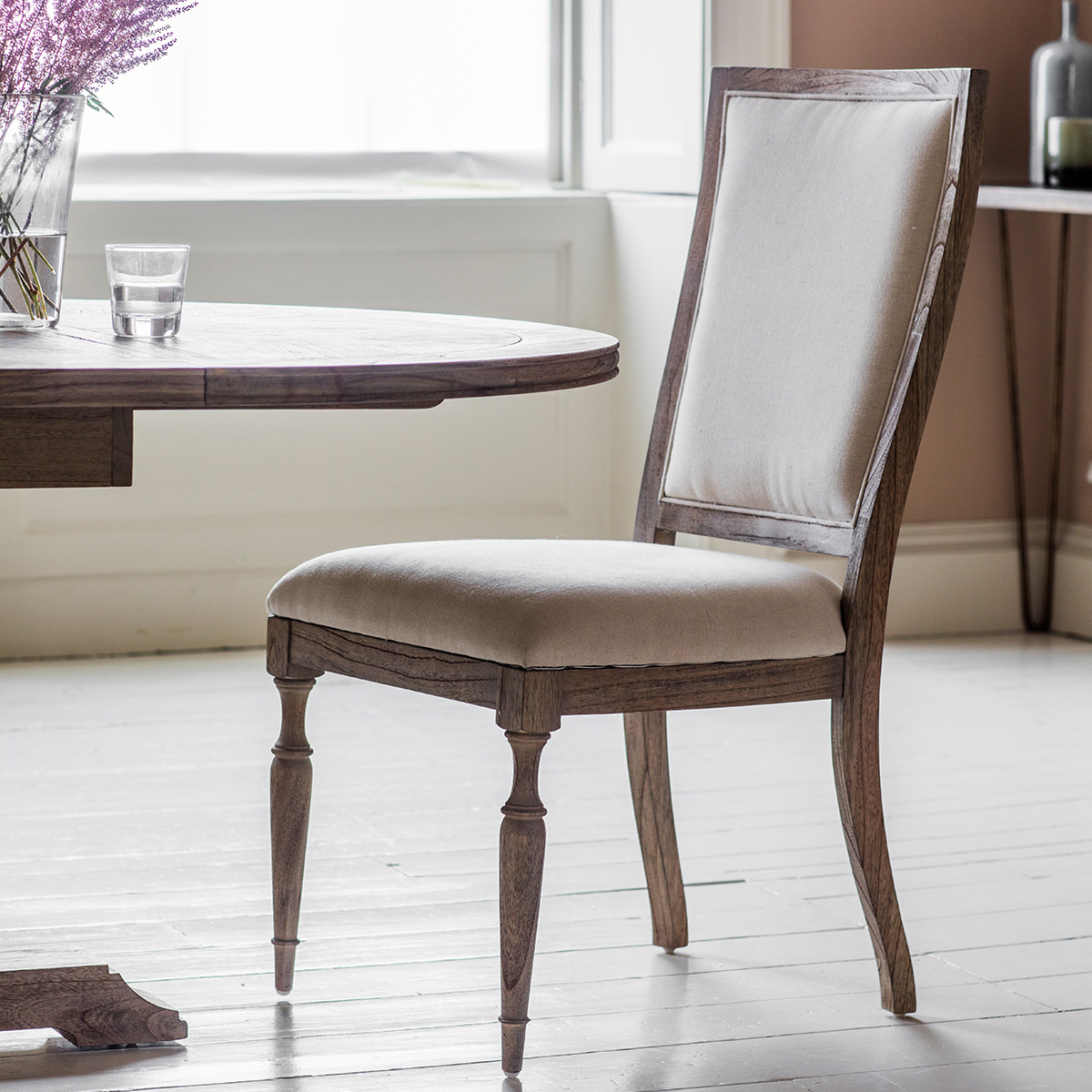 French Colonial Round Extending Dining Table with Chairs FADS