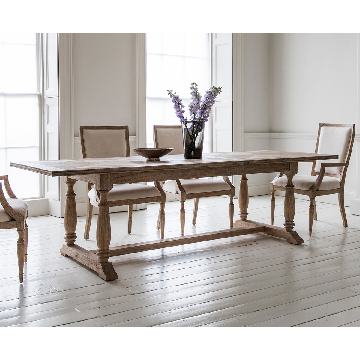 French Colonial Rectangular Extending Dining Table With Chairs Fads