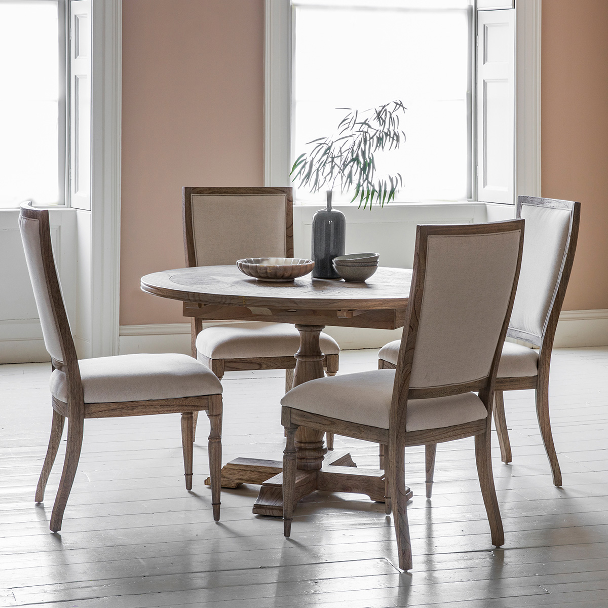 French Colonial Round Extending Dining Table with Chairs | FADS