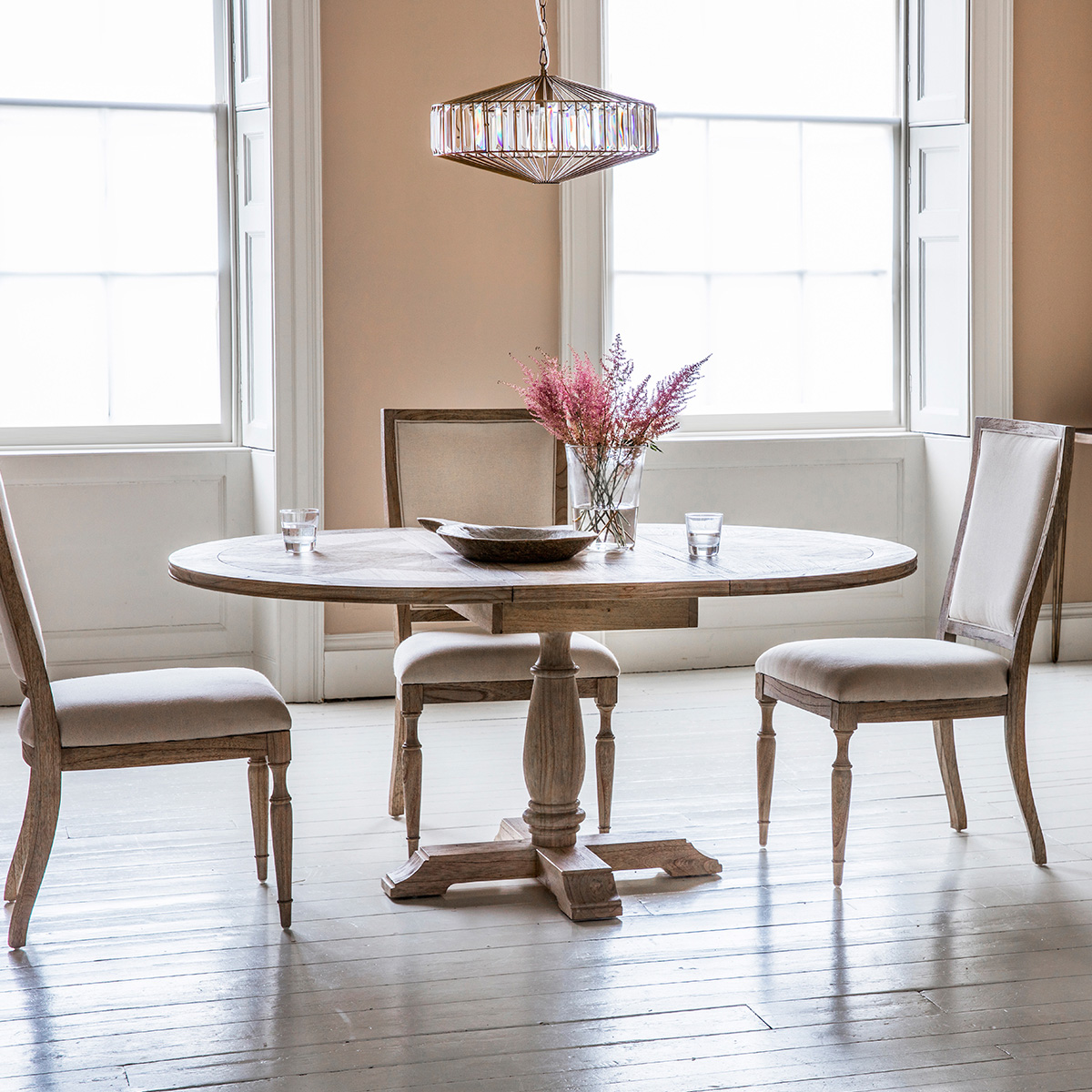 French country round shop dining table set