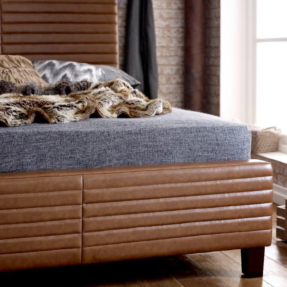 Tan discount leather bed
