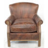 Farley-leather armchair-with-hessian-back—brown-1
