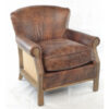 Farley-leather armchair-with-hessian-back---brown