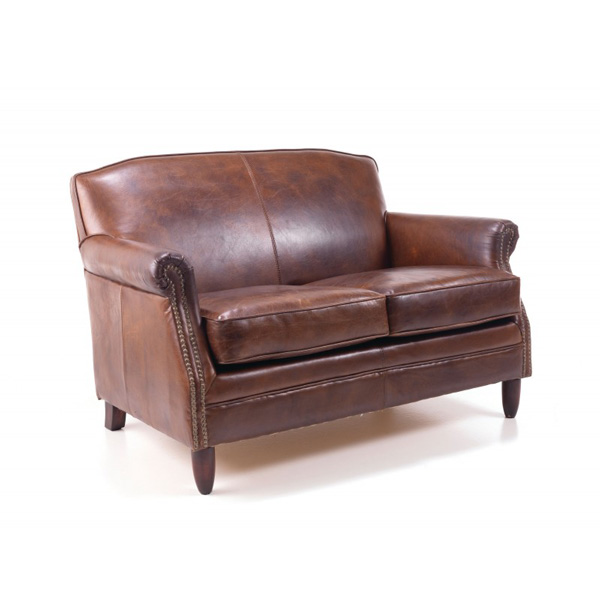 Girton Leather Sofa 2 Seater Brown Vintage Style Fads Girton Leather Sofa 2 Seater Brown, Small 2 Seater Brown Leather Sofa