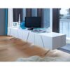 Glacier double length low media unit 4 door white high gloss Gillmore Space at FADS Furniture & Design Studio