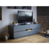 Matt graphite grey tv media unit Low-TV-sideboard—Savoye-GRAPHITE-with-STONE-accent-2