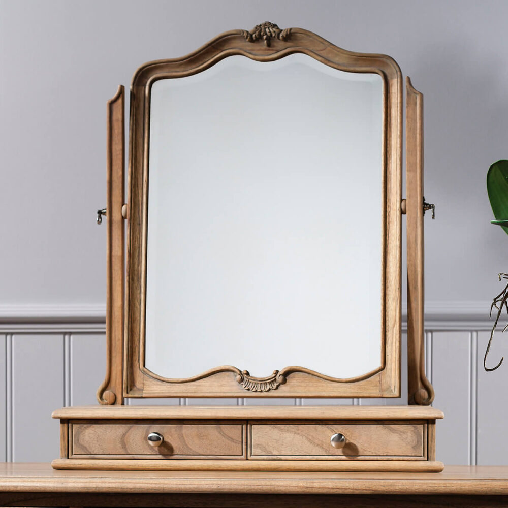 Madeleine weathered ash dressing table mirror