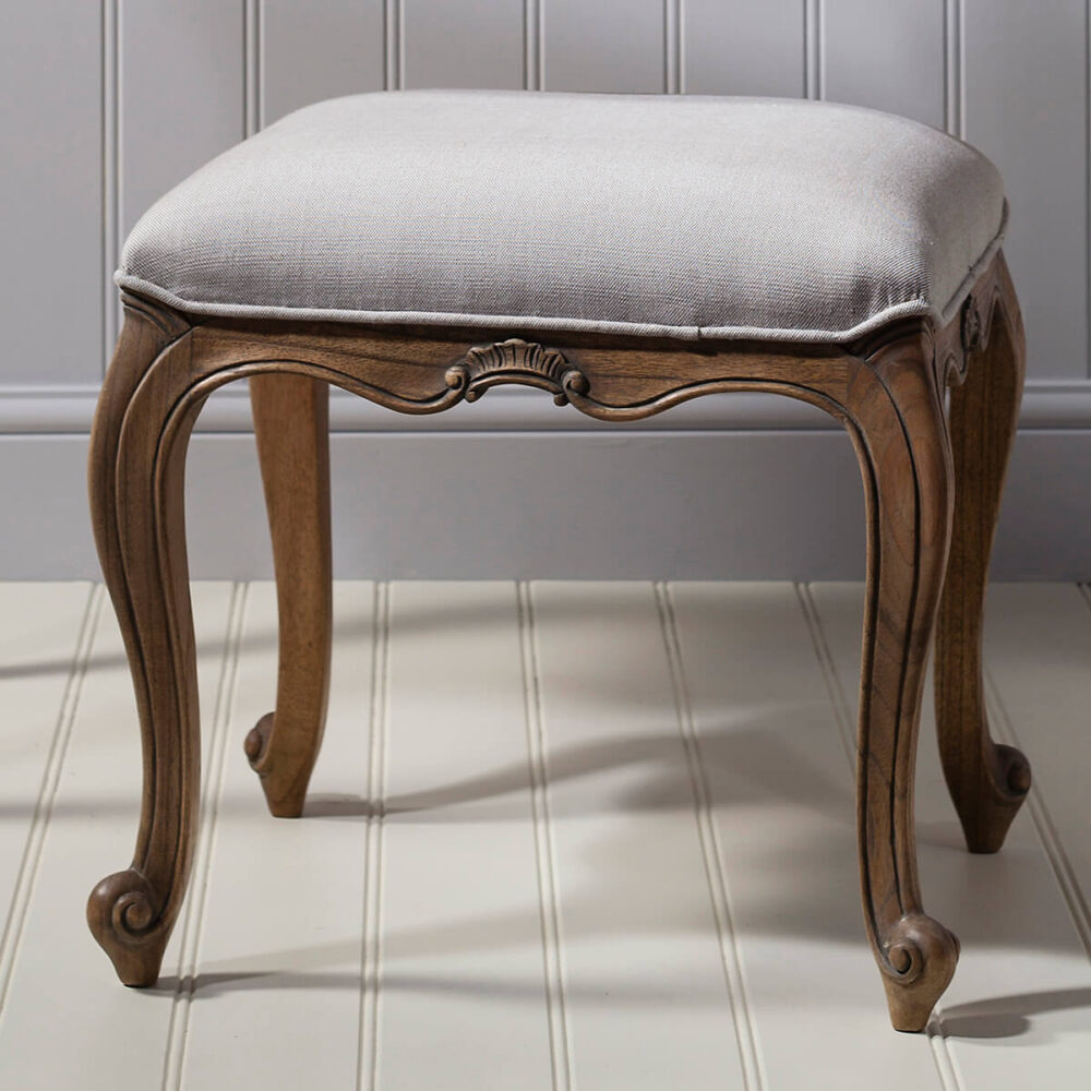 Madeleine weathered ash dressing table stool