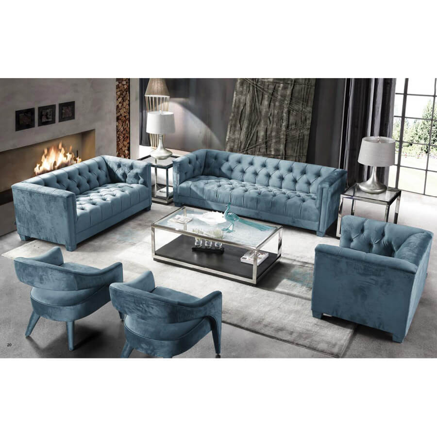 Buy Wolfson Regina Sofa 2 3 Sofa Blue Velvet Living Furniture