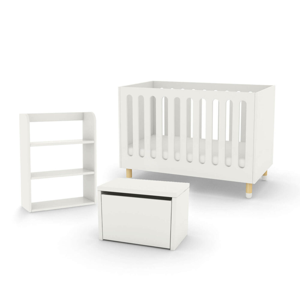 Flexa cot bed storage bench and bookcase white