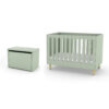 FLEXA cot bed and storage bench mint green
