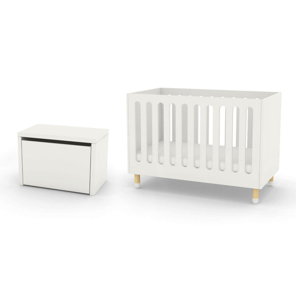 FLEXA cot bed and storage bench white