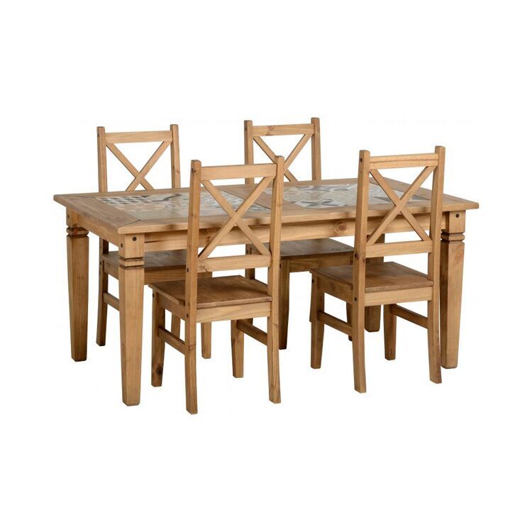 Kingston Tile Top Dining Table in Distressed Waxed Pine FADS.co.uk