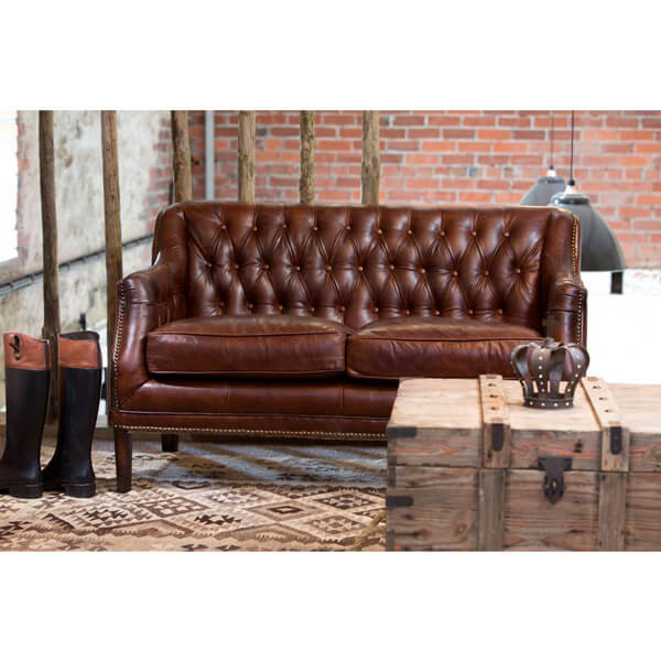 Chichester Leather Sofa 2 Seater Antique Brown FADS