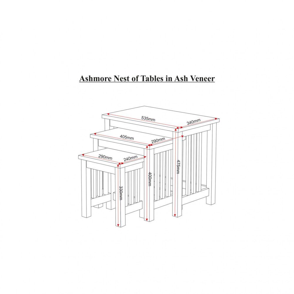 ashmore nest of tables dimensions