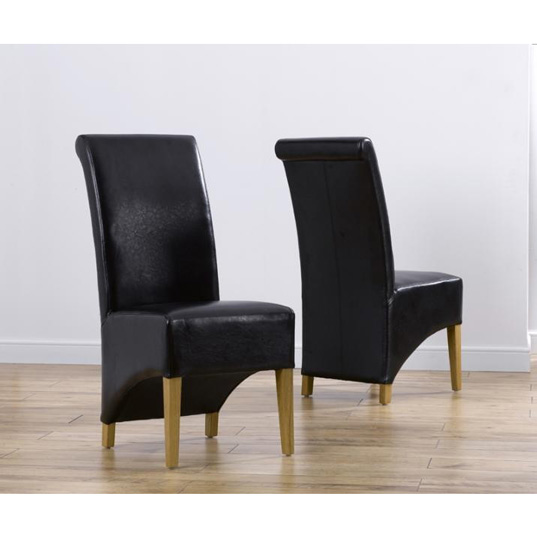 Scroll back leather clearance dining chairs