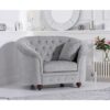 Emma Grey Plush Fabric Armchair